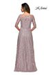 La Femme 27981 Illusion Neckline Floral Dress