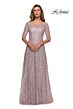 La Femme 27981 Illusion Neckline Floral Dress
