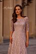 La Femme 27981 Illusion Neckline Floral Dress