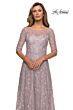 La Femme 27981 Illusion Neckline Floral Dress