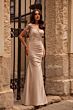 La Femme 27989 Lace Back Short Sleeve Dress
