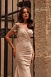 La Femme 27989 Lace Back Short Sleeve Dress
