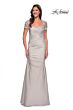 La Femme 27989 Lace Back Short Sleeve Dress