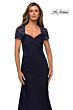 La Femme 27989 Lace Back Short Sleeve Dress