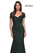 La Femme 27989 Lace Back Short Sleeve Dress