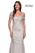 La Femme 27989 Lace Back Short Sleeve Dress