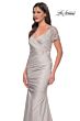La Femme 27989 Lace Back Short Sleeve Dress