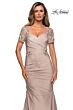 La Femme 27989 Lace Back Short Sleeve Dress