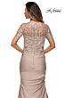 La Femme 27989 Lace Back Short Sleeve Dress