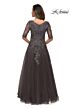 La Femme 27993 Elbow Sleeve V-Neck Dress
