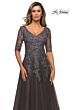 La Femme 27993 Elbow Sleeve V-Neck Dress