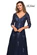 La Femme 28000 V-Neck Embroidered Dress