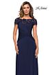 La Femme 28029 Lace Yoke Ruched Bodice Dress