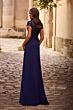 La Femme 28029 Lace Yoke Ruched Bodice Dress
