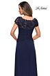 La Femme 28029 Lace Yoke Ruched Bodice Dress