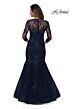 La Femme 28033 Queen Anne Neckline Lace Dress
