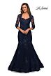 La Femme 28033 Queen Anne Neckline Lace Dress