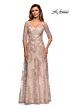 La Femme 28053 Portrait Neckline Illusion Sleeves Dress