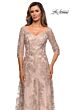 La Femme 28053 Portrait Neckline Illusion Sleeves Dress