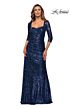 La Femme 28065 Three Quarter Sleeves Sequin Dress