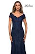 La Femme 28099 Cap Sleeve V-Neck Dress