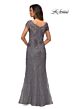 La Femme 28099 Cap Sleeve V-Neck Dress