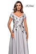 La Femme 28105 Floral Bodice Cap Sleeves Dress