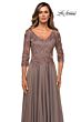 La Femme 28106 Lace Bodice Three Quarter Sleeve Dress