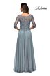 La Femme 28106 Lace Bodice Three Quarter Sleeve Dress