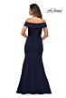 La Femme 28110 Off The Shoulder Satin Dress