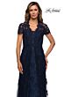 La Femme 28195 Short Sleeve Beaded Lace Dress