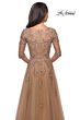 La Femme 27977 Illusion Sleeves Floral Appliques Dress