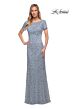 La Femme 29134 Beaded Lace Short Sleeve Dress