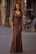 La Femme 29195 Three Quarter Sleeves Sequin Dress