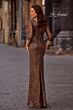 La Femme 29195 Three Quarter Sleeves Sequin Dress