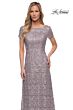 La Femme 29198 Short Sleeve Beaded Lace Dress
