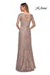 La Femme 29225 Illusion Sleeves Floral Dress