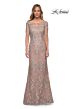 La Femme 29225 Illusion Sleeves Floral Dress