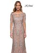 La Femme 29225 Illusion Sleeves Floral Dress