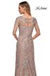 La Femme 29225 Illusion Sleeves Floral Dress