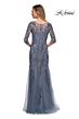 La Femme 29226 Boat Neckline Illusion Sleeves Dress