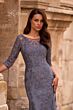 La Femme 29226 Boat Neckline Illusion Sleeves Dress