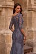 La Femme 29226 Boat Neckline Illusion Sleeves Dress