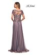 La Femme 29235 Floral Bodice Sheer Neckline Dress