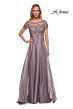 La Femme 29235 Floral Bodice Sheer Neckline Dress