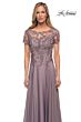 La Femme 29235 Floral Bodice Sheer Neckline Dress