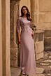 La Femme 29251 Illusion Sleeves Floral Top Dress