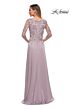 La Femme 29251 Illusion Sleeves Floral Top Dress