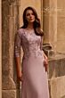 La Femme 29251 Illusion Sleeves Floral Top Dress