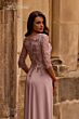 La Femme 29251 Illusion Sleeves Floral Top Dress